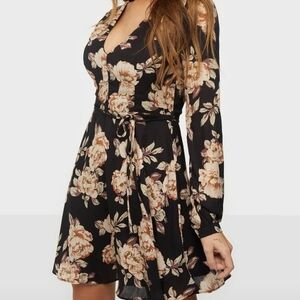 Topshop Black Floral Long Sleeve Romper